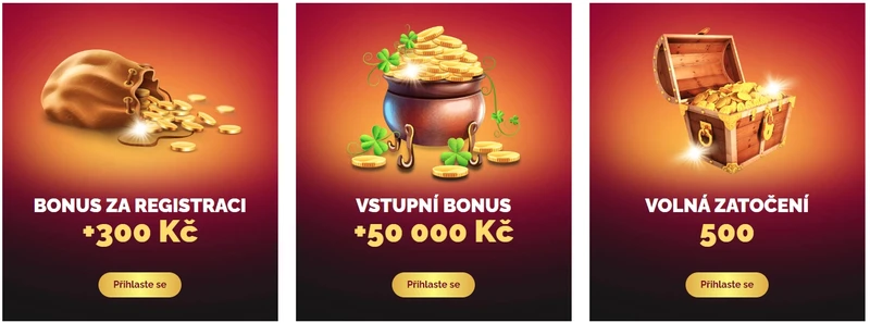 Bonusy LuckyBet Casino - 300 Kč bez Vkladu + až do 50 000 Kč/500 otočení zdarma